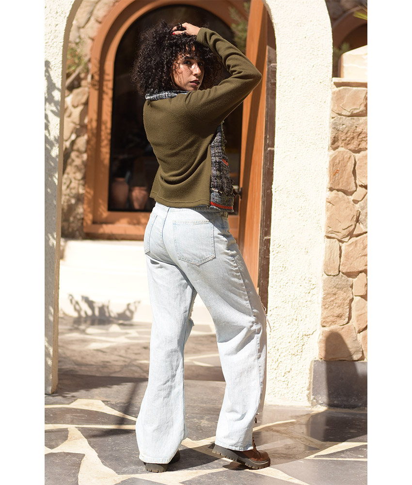 Multicolored & Dark Green Cropped Akhmim Loomwoven Jacket handmade in Egypt & available at Jozee Boutique.handmade in Egypt & available at Jozee Boutique.