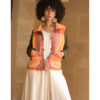 Dark Olive & Orange Cropped Akhmim Loomwoven Jacket handmade in Egypt & available at Jozee Boutique.