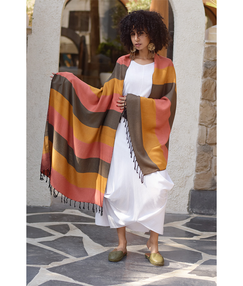 Multicolored Handwoven Viscose Shawl handmade in Egypt & available at Jozee Boutique.handmade in Egypt & available at Jozee Boutique.
