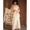 Off White Handwoven Cotton Shawl with Hand Embroideries handmade in Egypt & available in Jozee Boutique