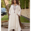 Off white Siwa Embroidered Linen Dress with Hoodie handmade in Egypt & available at Jozee Boutique.