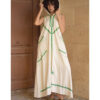 Off white Siwa Embroidered Linen Dress with Hoodie handmade in Egypt & available at Jozee Boutique.