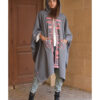 Grey Siwa Embroidered Wool Midi Cape handmade in Egypt & available at Jozee Boutique.