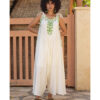 White Siwa Embroidered Linen Flowy Jumpsuit/Dress handmade in Egypt & available at Jozee Boutique.