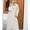 Off White Linen Dress with Hoodie handmade in Egypt & available at Jozee Boutique.