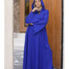 Electric Blue Linen Dress with Hoodie handmade in Egypt & available at Jozee Boutique.
