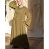 Army green Linen Dress with Hoodie handmade in Egypt & available at Jozee Boutique.