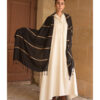 Black & Beige Handwoven Viscose Shawl handmade in Egypt & available at Jozee Boutique.handmade in Egypt & available at Jozee Boutique.
