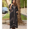 Black Siwa Embroidered Linen Dress with Hoodie handmade in Egypt & available at Jozee Boutique.