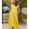 Mustard Linen Dress with Hoodie handmade in Egypt & available at Jozee Boutique.