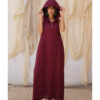 Burgundy Linen Dress with Hoodie handmade in Egypt & available at Jozee Boutique.