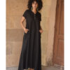 Black Linen Dress with Hoodie handmade in Egypt & available at Jozee Boutique.