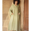 Light Olive Linen Dress with Hoodie handmade in Egypt & available at Jozee Boutique.