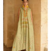 Light olive Siwa Heavily Embroidered Linen Dress with Hoodie handmade in Egypt & available at Jozee Boutique.