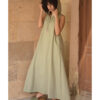 Light Olive Linen Dress with Hoodie handmade in Egypt & available at Jozee Boutique.