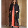 Black Siwa Embroidered Linen Cardigan/Abaya with Hoodie handmade in Egypt & available at Jozee Boutique.
