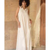 Off White Linen Dress with Hoodie handmade in Egypt & available at Jozee Boutique.