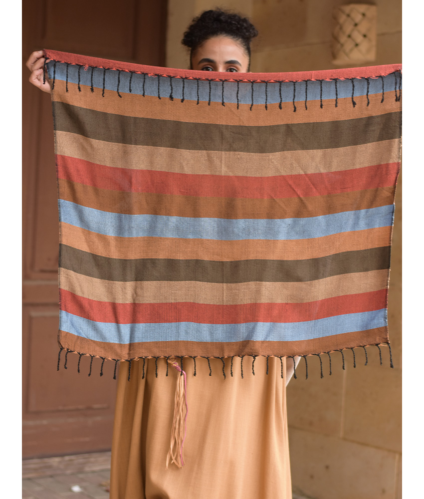 Multicolored Handwoven Viscose Square Scarf handmade in Egypt & available at Jozee Boutique.handmade in Egypt & available at Jozee Boutique.