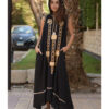 Black Siwa Embroidered Linen Dress with Hoodie handmade in Egypt & available at Jozee Boutique.