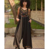 Black Siwa Embroidered Linen Flowy Jumpsuit/Dress handmade in Egypt & available at Jozee Boutique.