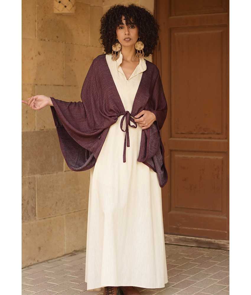 Burgundy Heavy Viscose Bolero handmade in Egypt & available at Jozee Boutique.