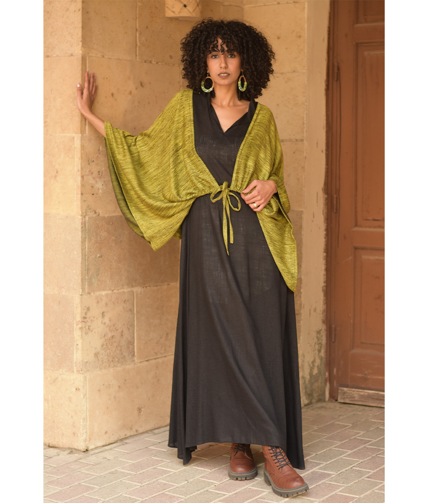 Lime Green Heavy Viscose Bolero handmade in Egypt & available at Jozee Boutique.