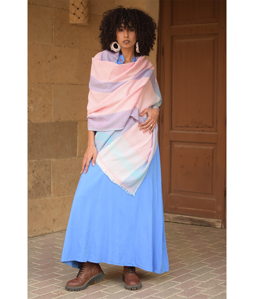 Multicolored Handwoven Viscose/Cotton Shawl handmade in Egypt & available at Jozee Boutique.handmade in Egypt & available at Jozee Boutique.