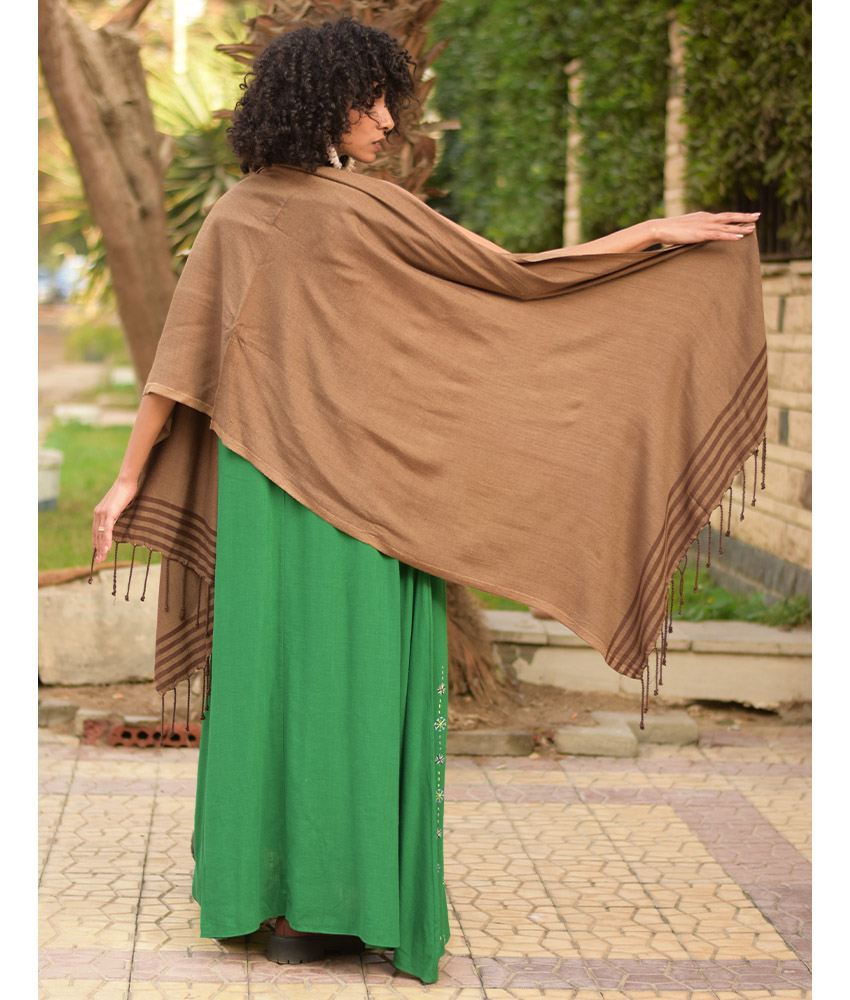 Brown Handwoven Viscose/Cotton Shawl handmade in Egypt & available at Jozee Boutique.handmade in Egypt & available at Jozee Boutique.