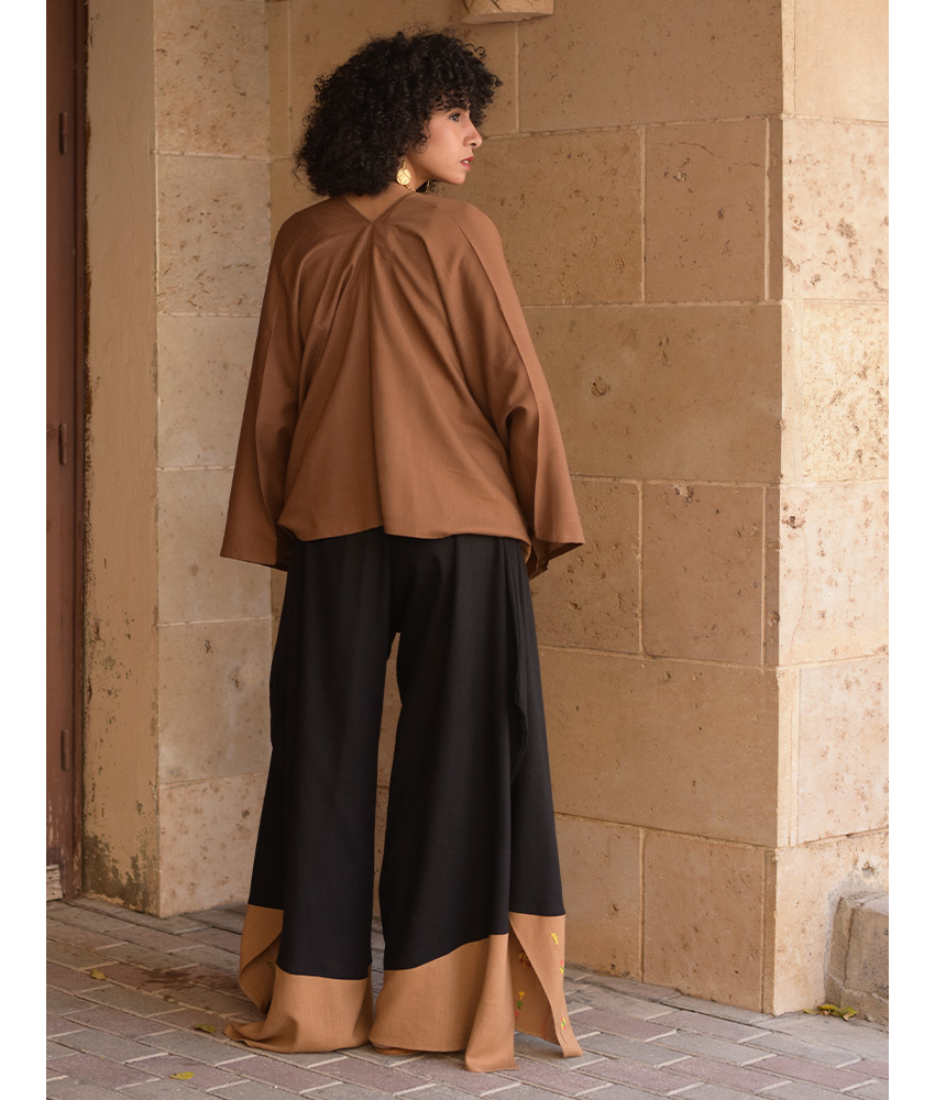 Brown Linen Bolero made in Egypt & available at Jozee Boutique.