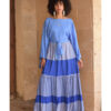 Shades of Blue Handwoven Ruffle Skirt handmade in Egypt & available at Jozee Boutique.