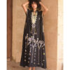 Black Siwa Embroidered Linen Dress with Hoodie handmade in Egypt & available at Jozee Boutique.
