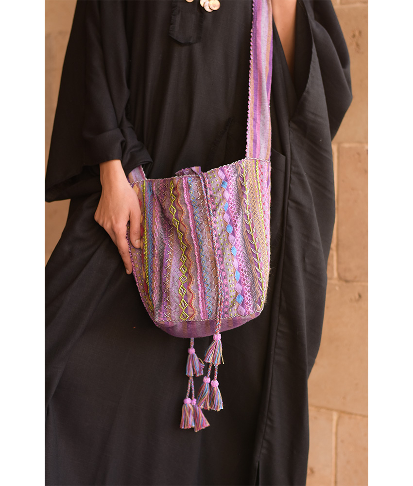 Purple Embroidered Saint Catherine Cross Bag handmade in Egypt & available in Jozee boutique