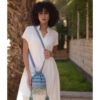 Blue Beaded Saint Catherine Embroidered Cross Bag handmade in Egypt & available in Jozee boutique
