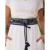 Black Saint Catherine Embroidered Thin Belt handmade in Egypt & available at Jozee Boutique.