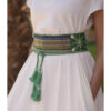 Green Saint Catherine Embroidered Wide Belt handmade in Egypt & available at Jozee Boutique.