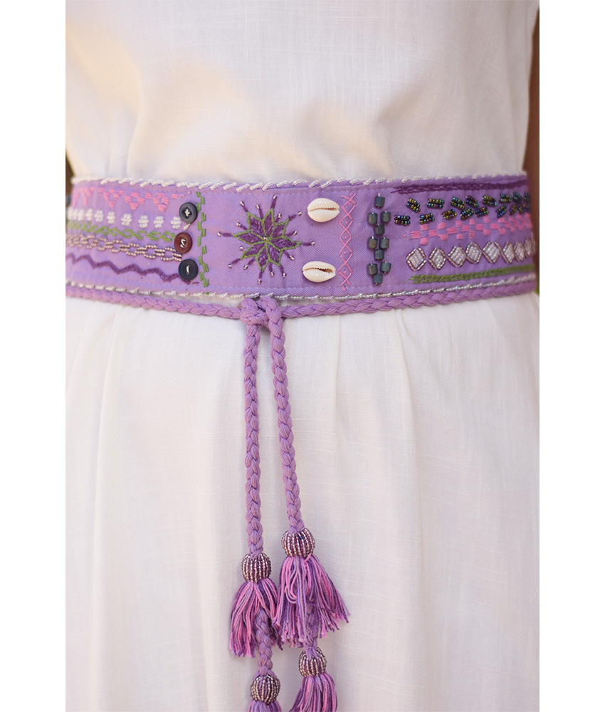 Alternative view of Purple Saint Catherine Embroidered Thin Belt