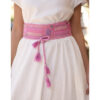 Pink Saint Catherine Embroidered Wide Belt handmade in Egypt & available at Jozee boutique