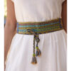 Multicolored Saint Catherine Embroidered Thin Belt handmade in Egypt & available at Jozee Boutique.