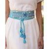 Aqua Saint Catherine Embroidered Wide Belt handmade in Egypt & available at Jozee boutique