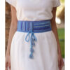 Blue Saint Catherine Embroidered Wide Belt handmade in Egypt & available at Jozee boutique