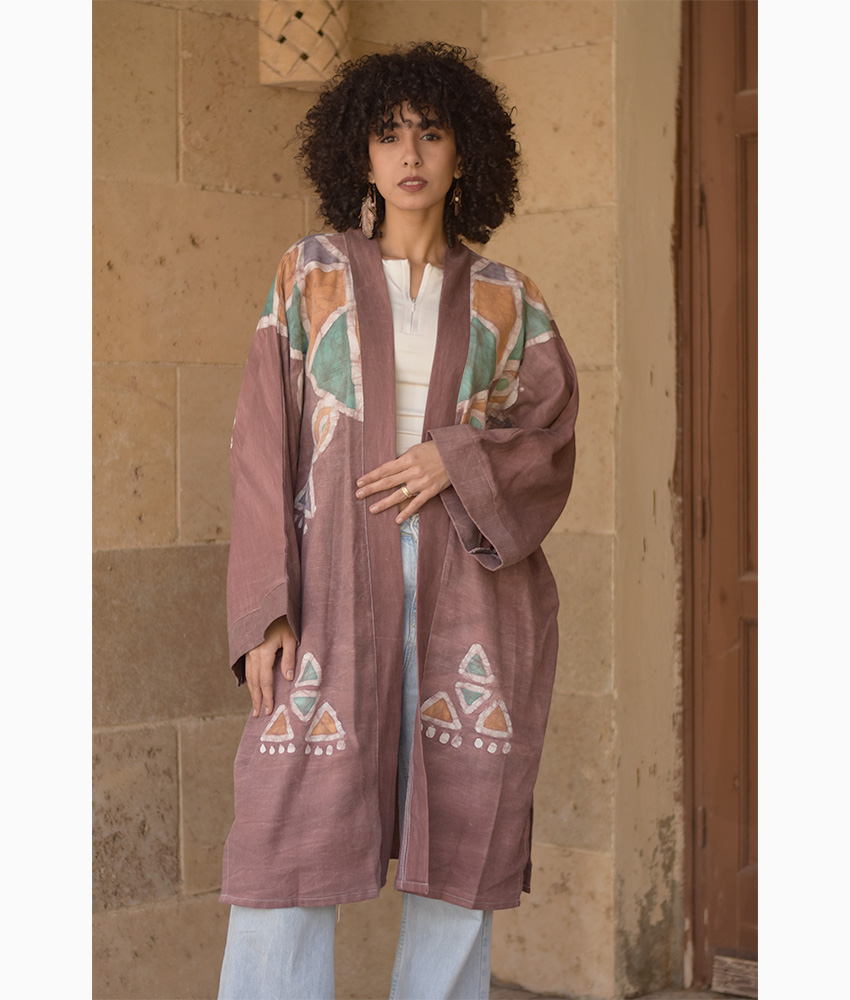 Dusty Mauve Batik Dyed Kimono – Eman Farag