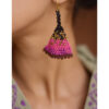 Black & Multicolored Beaded Earrings handmade in Egypt & available at Jozee Boutique.