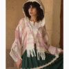 Beige & Pink Cardigan Handmade in Egypt & available at Jozee Boutique