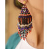 Black & Multicolored Beaded Earrings handmade in Egypt & available in Jozee Boutique
