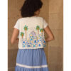 Off White Hand Embroideries Linen Vest handmade in Egypt & available at Jozee Boutique.