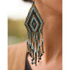 Aqua, Black & Gold Beaded Earrings handmade in Egypt & available in Jozee Boutique