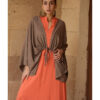 Brown & Beige Heavy Viscose Bolero handmade in Egypt & available at Jozee Boutique.
