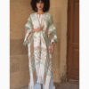 Olive & White Kimono Handmade in Egypt & available at Jozee Boutique