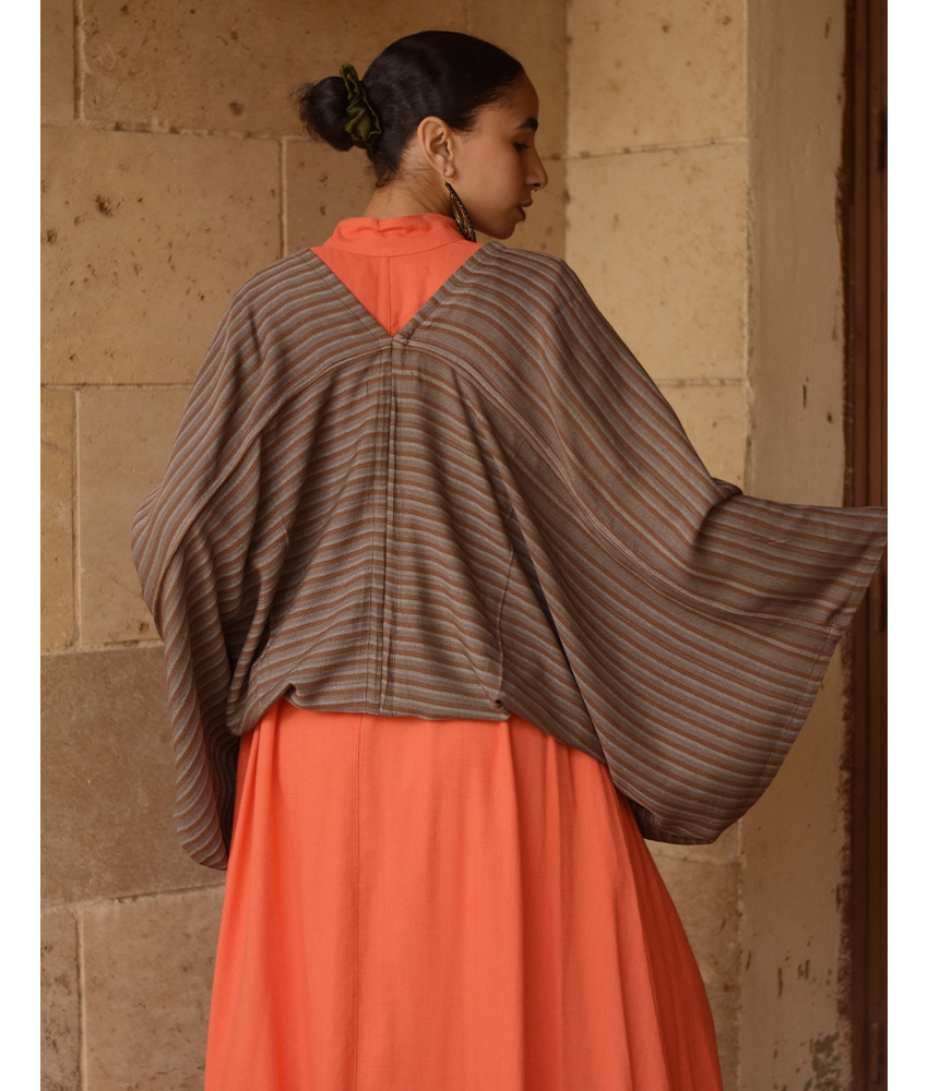 Brown & Beige Heavy Viscose Bolero handmade in Egypt & available at Jozee Boutique.