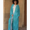 Aqua Batik Dyed Nubian Cardigan handmade in Egypt & available at Jozee Boutique.